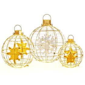 3 Pieces Pre-Lit Lantern Balls with 732 Bright LED Lights and Ground Stakes