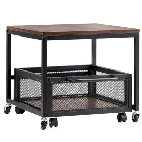 Mini Fridge Stand with Storage, 198 lbs Mini Fridge Table with Movable Storage Cart & Swivel Wheels, Beverage Refrigerator Stand for Coffee Bar