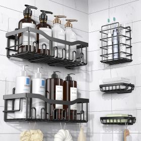 Adhesive Shower Caddy, 5 Pack Rustproof Stainless Steel Bath Organizers With Large Capacity, No Drilling Shelves for Bathroom Storage & Home Deco