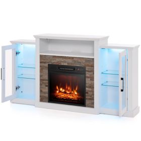 Fireplace TV Stand with 16-Color Led Lights for TVs up to 65 Inch