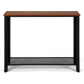 1PC Wood Console Sofa Table with Adjustable Feet and Storage Shelf