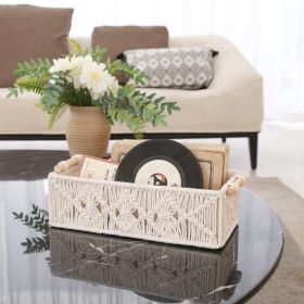 Xemussa 1pc Storage Baskets Boho Decor Box Handmade Woven Decorative Countertop Toilet Tank Shelf Cabinet Organizer for Bedroom Livingroom Home,