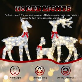 3-Piece Lighted Tinsel Christmas Reindeer Family Set Outdoor Decorations