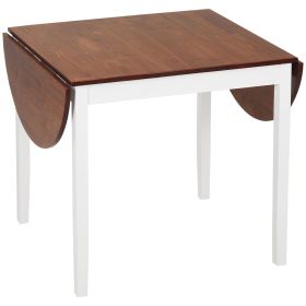 Solid Wood Kitchen Table, Drop Leaf Tables for Small Spaces, Folding Dining Table, Brown