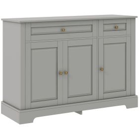 Modern Sideboard Cabinet, Buffet Cabinet with 2 Drawers and Adjustable Shelves, Buffets Tables for Dining Room, Grey