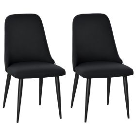 Modern Dining Chair Set of 2, Fabric Upholstered Side Chairs for Kitchen Living Room with Metal Legs, Black