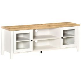 Fireplace TV Stand for TVs up to 60 inches, Wood TV Cabinet w/ Storage Doors or Living Room, Office, White and Oak