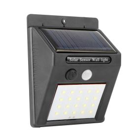 1Pc Solar Light 20 LEDs Outdoor PIR Motion Sensor Lights IP65 Waterproof 120 Degree Sensing Wide Angle Lighting For Garage Front Door Garden Path (Option: Black)