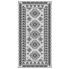 Reversible Outdoor Rug, Waterproof Plastic Straw With Carry Bag, 9 X 18, Black & White Rhombus Patchwork