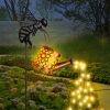 Solar Garden Lights Outdoor Decoration,Flower-shaped Lights Metal Solar Watering Can Lights Outdoor Waterproof, Small Patio Light Yard Lawn Pathw