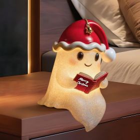 Christmas Decorations Ghost Reading Book Lamp with Santa Hat (size: 18cm/7in)